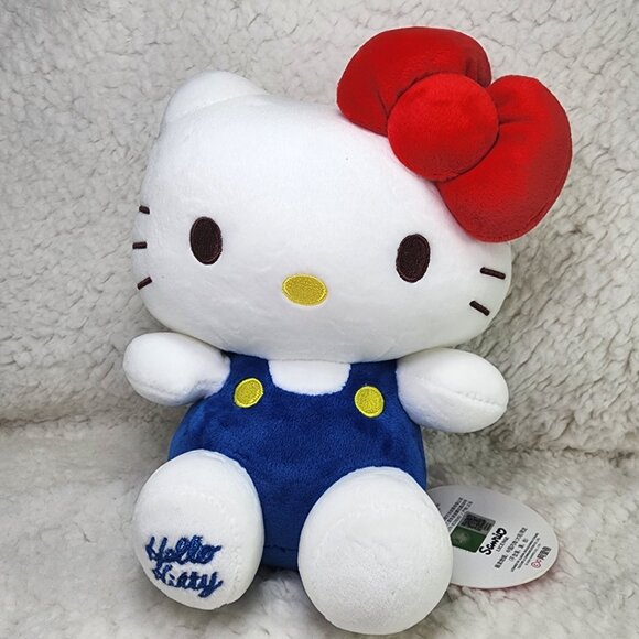 Hello Kitty Plush 9” – Red Bow – Blue Overalls – Cute Sanrio Stuffed Toy - Picture 3 of 8